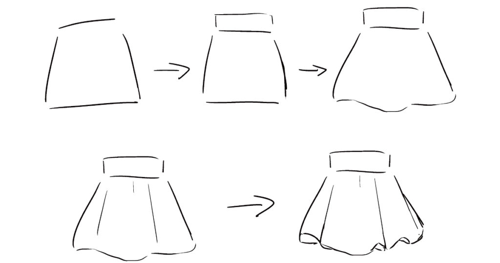 描き方講座 スカートのしわ 初心者向け ノラホシクリエイティブ